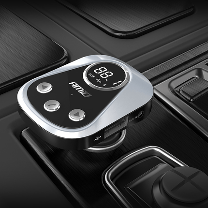 AMiO Bluetooth Muziek FM Transmitter Handsfree Bellen met USB - A Lader 2.4A (BT - 02) Zwart - VCTparts.nl