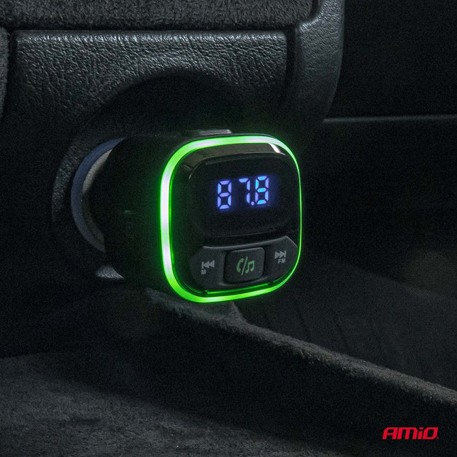 AMiO Car FM Transmitter 1×USB - A 2×USB - C 12V 24V – Bluetooth, MicroSD en Hands - Free Bellen AMiO 2