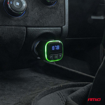 AMiO Car FM Transmitter 1×USB - A 2×USB - C 12V 24V – Bluetooth, MicroSD en Hands - Free Bellen AMiO 3