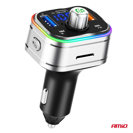 AMiO Car FM Transmitter 1×USB - C microSD 12V 24V – Bluetooth, Hands - Free Bellen en Multifunctioneel AMiO 9