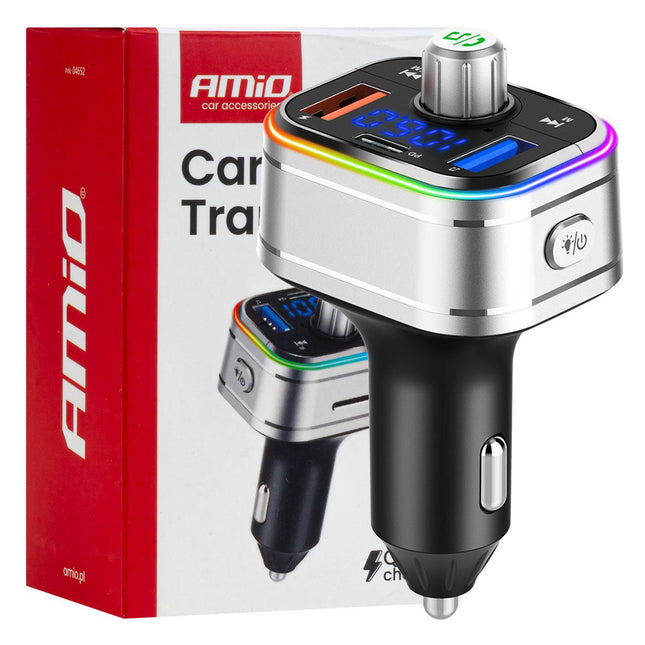 AMiO Car FM Transmitter 1×USB - C microSD 12V 24V – Bluetooth, Hands - Free Bellen en Multifunctioneel AMiO 1