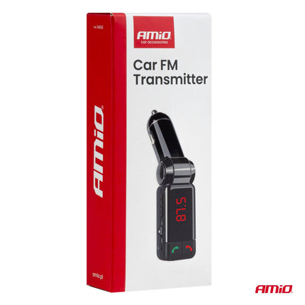 AMiO Car FM Transmitter - 2xUSB - A - 12V/24V - Bluetooth - Handsfree Bellen - Compact en Vouwbaar AMiO 9