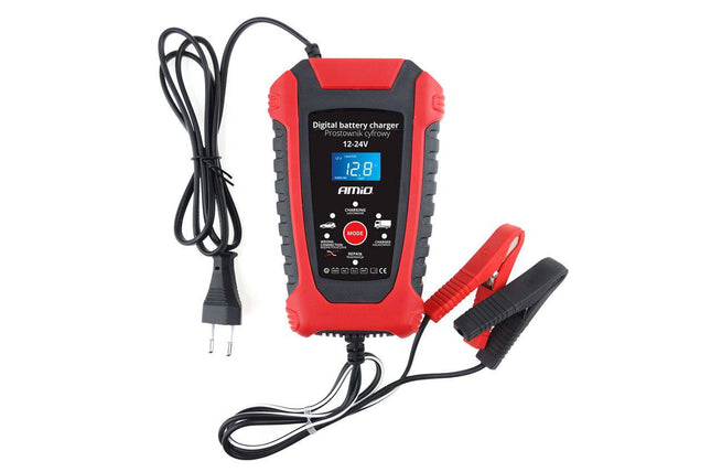 AMiO Digitale Auto  Batterijlader - Microprocessorgestuurd Veilig Opladen voor Verschillende Batterijtypen - VCTparts.nl