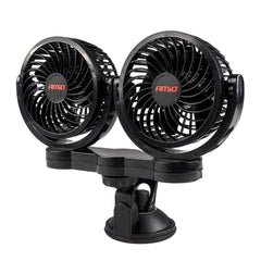 AMiO Dubbele Autoventilator Zuignap met USB-oplader Zwart (5x10 cm) 12V - VCTparts.nl