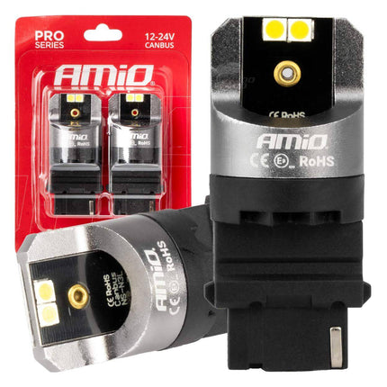 AMiO LED CANBUS PRO serie 3156 P27W 4x3030 SMD Wit 12/24V - VCTparts.nl