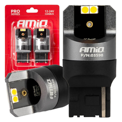 AMiO LED CANBUS PRO serie 7440 WY21W 4x3030 SMD Oranje 12/24V - VCTparts.nl