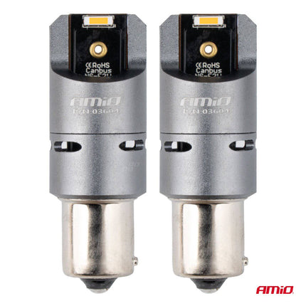 AMiO LED CANBUS PRO-serie BAU15S PY21W 2x1860 SMD Amber 12V 24V - VCTparts.nl