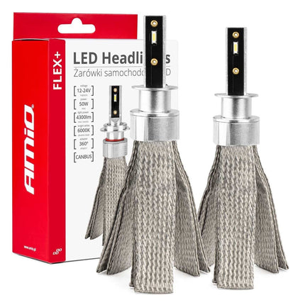 AMiO LED Koplampen FLEX+ Serie H1 canbus 6000K 12-24V Dimlichten Wit - VCTparts.nl