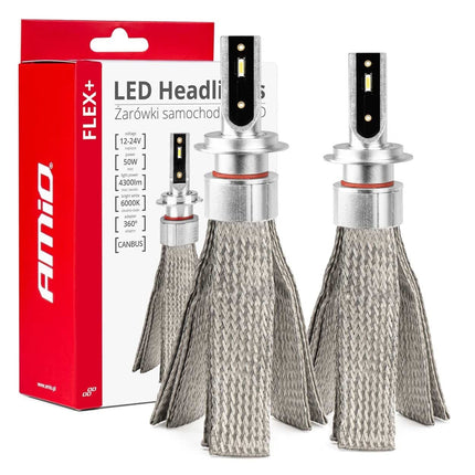 AMiO LED Koplampen FLEX+ Serie H7/H18 canbus 6000K 12-24V Dimlichten Wit - VCTparts.nl