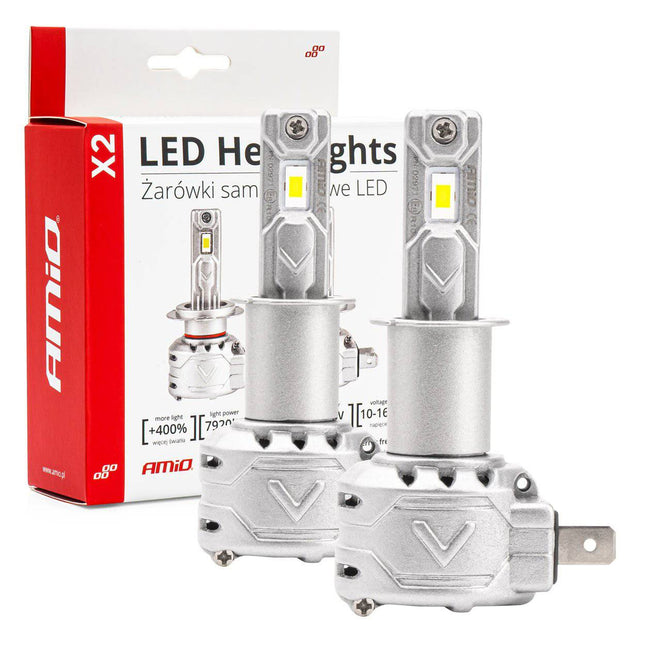 AMiO LED Koplampen X2-serie H3 Dimlichten Wit - VCTparts.nl
