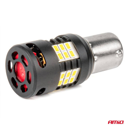 AMiO LED-LAMPEN CANBUS PRO-serie 1156 BA15S P21W R10W R5W 24x3020 SMD VENTILATOR Wit 12V/24V - VCTparts.nl