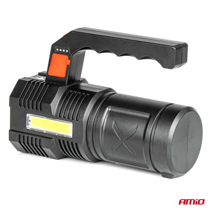 AMiO LED Zoeklicht Handlamp met Geïntegreerde Oplaadbare Batterij 300LM Zwart-Rood - VCTparts.nl