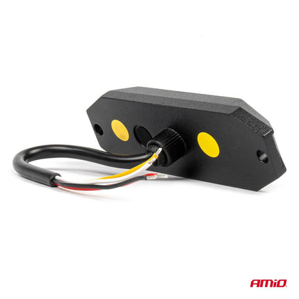 AMiO Stroboscoop Zwaailicht Slanke Amberkleurige Grillmontage Flitslamp 4x3W LED R65 R10 12/24V IP6K9K Oranje - VCTparts.nl