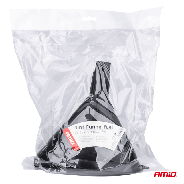 AMiO Drie - Delige Elliptische Universele Trechter met Filtergaas en Twee Tuiten 14cm Diameter Zwart - VCTparts.nl