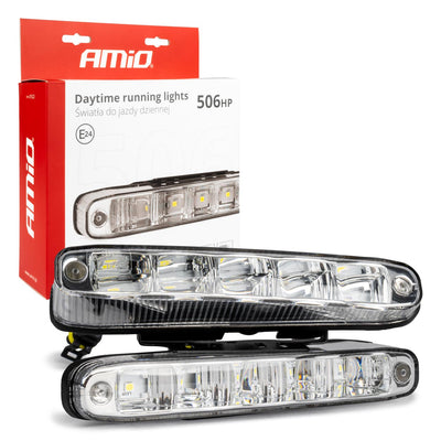 AMiO DRL 506HP Dagrijverlichting Wit 160mm - Krachtige SMD LED Set voor Auto 12V en 24V met Automatische Schakelaar