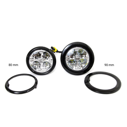 AMiO AMiO DRL 510HP Dagrijverlichting Rond 70mm - LED Set voor Mistlamp Openingen met Maskeringsringen 12V en 24V AMiO 4