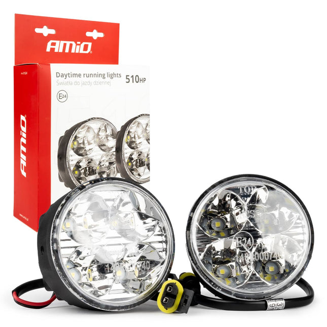 AMiO AMiO DRL 510HP Dagrijverlichting Rond 70mm - LED Set voor Mistlamp Openingen met Maskeringsringen 12V en 24V AMiO 1