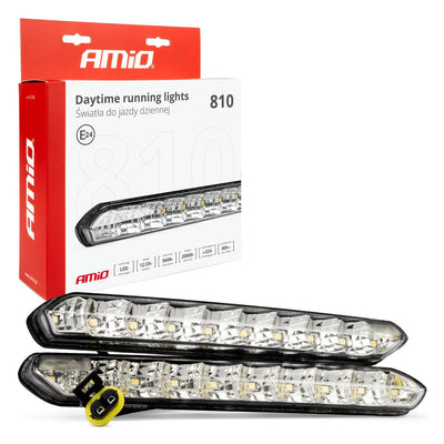 AMiO DRL 810 Dagrijverlichting 185mm - Compacte LED Set 10x SMD voor Smalle Bumper Slots 12V en 24V