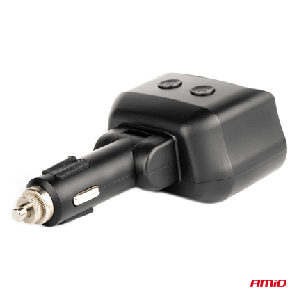 AMiO Dubbele Sigarettenaansteker Plug Splitter met (2x USB - A & 1x USB - C) 12V/24V en Voltmeter Zwart - VCTparts.nl
