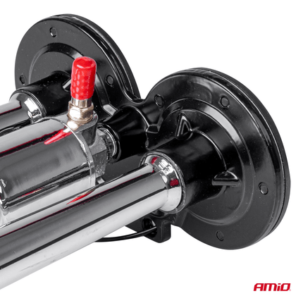 AMiO Dubbele Trompet Treinhoorn / Luchthoorn 115dB - Trein hoorn Claxon (Excl. Compressor) Zilver - VCTparts.nl