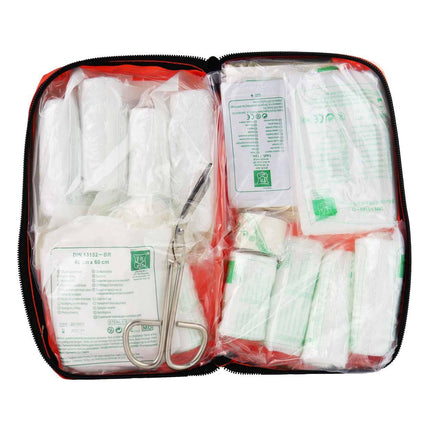 AMiO EHBO - Doos DIN 13164 - Uitgebreide Reis EHBO - Set met Waterdichte Verpakking Rood - VCTparts.nl
