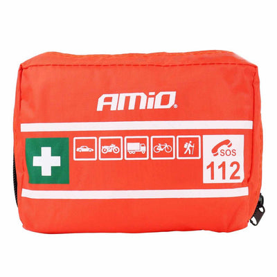Amio First Aid Box Mini B - Ensemble de sécurité compacte pour la voiture / moteur avec une fixation pratique rouge