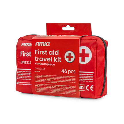 AMiO EHBO-kit in Soft Case DIN 13164 met Beademingsmasker - Compacte Verbandtas voor Auto AMiO 1