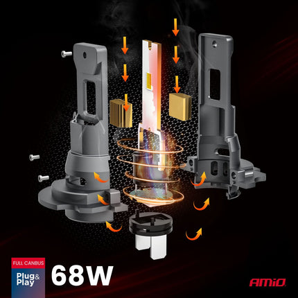 AMiO F25 PRO BLACK Edition H7 LED Koplampen 12/24V – 7646 Lumen 6000K Daglichtwit FULL CANBUS - VCTparts.nl