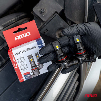 AMiO F25 PRO BLACK Edition HB3 LED Koplampen 12/24V 7646 Lumen 6000K Daglichtwit FULL CANBUS - VCTparts.nl