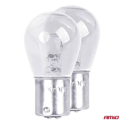 AMiO Halogeenlampen P21/5W BAY15D 12V – Set van 2 Stuks in Blisterverpakking - VCTparts.nl