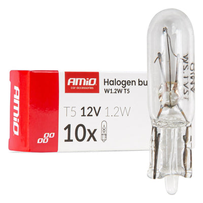 AMiO Halogeenlampen T5 12V 1.2W W2x4.6d Wit – 10 Stuks Doos