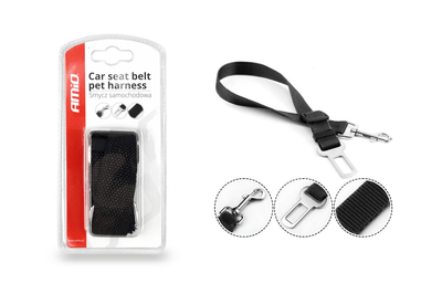 Amio chiens / courroie de compagnie de ceinture de voiture réglable avec clip pour ceinture noire [chiens - chats - lapin - belette]