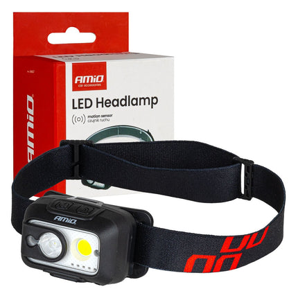 AMiO AMiO Hoofdlamp LED XPG+COB 1800mAh met Bewegingssensor - USB Oplaadbaar en Verstelbare Hoofdband - Voor Outdoor Werkplaats en Noodsituaties AMiO 1