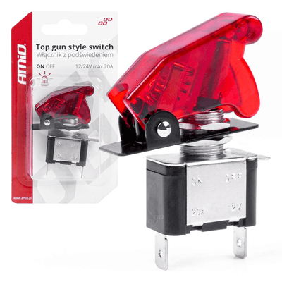 Amio Built -in Top Gun Interrupteur 12 / 24V - 20A avec éclairage rouge rouge
