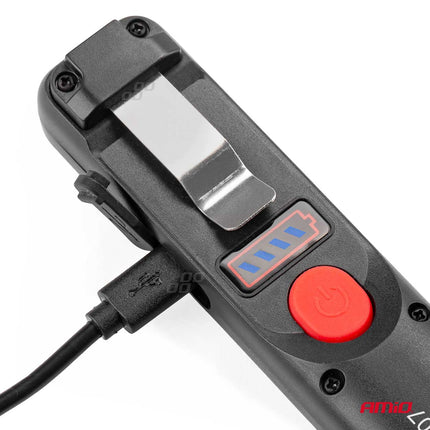 AMiO Krachtige LED COB Looplamp met Magnetische Bevestiging en USB - Oplaadfunctie Zwart - VCTparts.nl