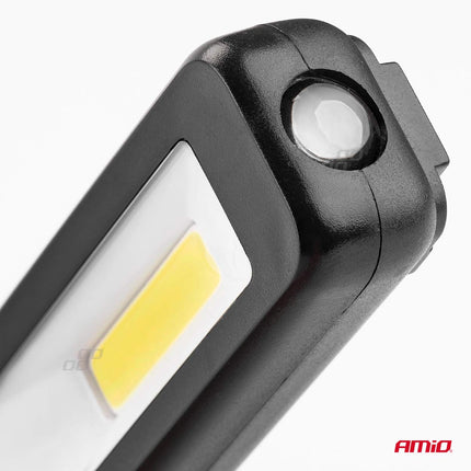 AMiO Krachtige LED COB Looplamp met Magnetische Bevestiging en USB - Oplaadfunctie Zwart - VCTparts.nl