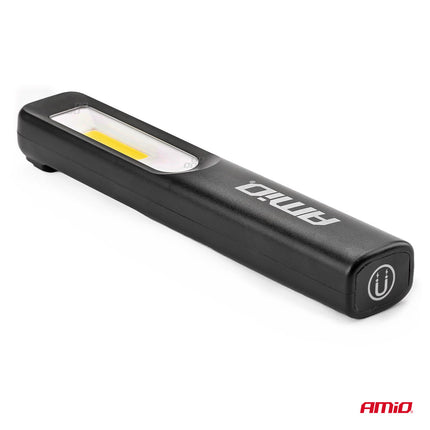 AMiO Krachtige LED COB Looplamp met Magnetische Bevestiging en USB - Oplaadfunctie Zwart - VCTparts.nl