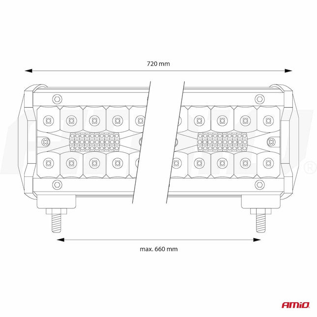 AMiO Krachtige LED Werklamp AWL30 200LED 720x74 600W COMBO 9 - 36V Verstraler Spot Robuust Offroad - VCTparts.nl