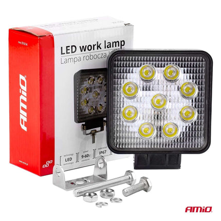 AMiO Krachtige Werklamp AWL03 9 LED FLOOD 9 - 60V Verstraler Spot Robuust Offroad - VCTparts.nl