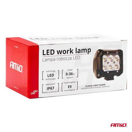 AMiO Krachtige Werklamp AWL17 6LED FLOOD 9 - 36V Verstraler Spot Robuust Offroad - VCTparts.nl