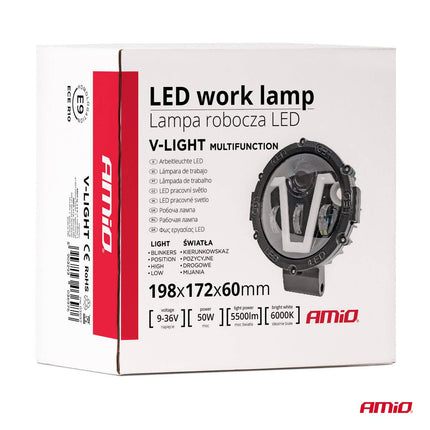 AMiO Krachtige Werklamp Multifunctioneel 9 - 36V 50W AMIO - 03697 Verstraler Spot Robuust Offroad - VCTparts.nl