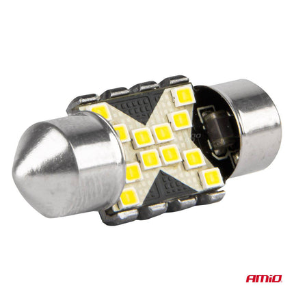 AMiO LED CANBUS lampen 12SMD Festoon C5W 2016 31mm Wit 12/24V - VCTparts.nl