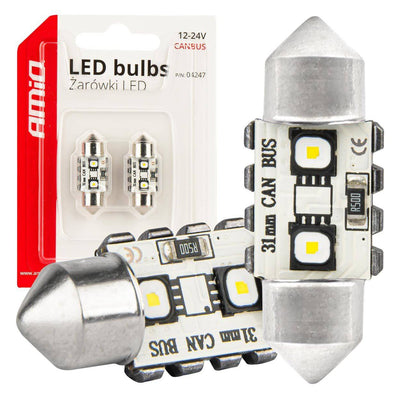 Amio LED Canbus Lamps 12SMD Festoon C5W 3838 31 mm blanc 12 / 24V