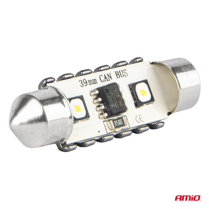 AMiO LED CANBUS lampen 12SMD Festoon C5W 3838 39mm Wit 12/24V - VCTparts.nl
