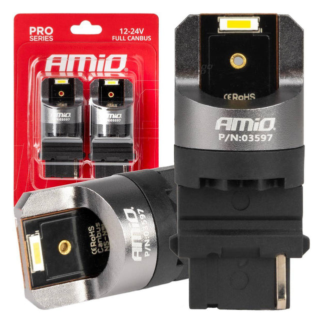 AMiO LED CANBUS PRO serie 3156 P27W 2x1860SMD Wit 12/24V FULL CANBUS - VCTparts.nl