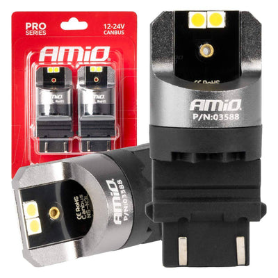 Amio LED Canbus Pro Series 3157 P27 / 7W 4x3030 SMD White 12 / 24V