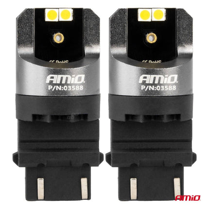 AMiO LED CANBUS PRO serie 3157 P27/7W 4x3030 SMD Wit 12/24V - VCTparts.nl