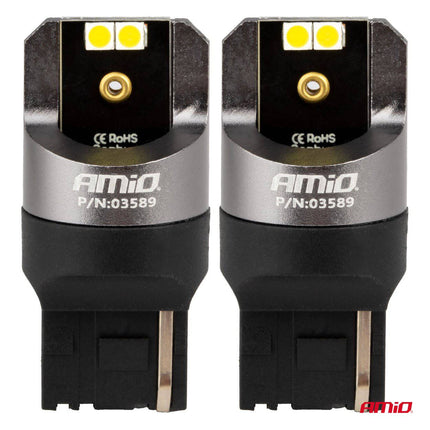 AMiO LED CANBUS PRO serie 7440 T20 W21W 4x3030 SMD Wit 12/24V - VCTparts.nl