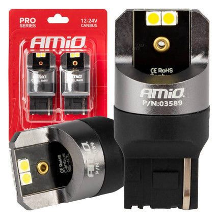AMiO LED CANBUS PRO serie 7440 T20 W21W 4x3030 SMD Wit 12/24V - VCTparts.nl