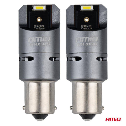 AMiO LED CANBUS PRO serie BA15S P21W 2x1860SMD Wit 12/24V FULL CANBUS met FAN - VCTparts.nl